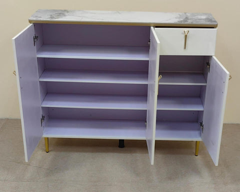 High Gloss Shoe Cabinet with Ceramic Top | IH S-81 | White