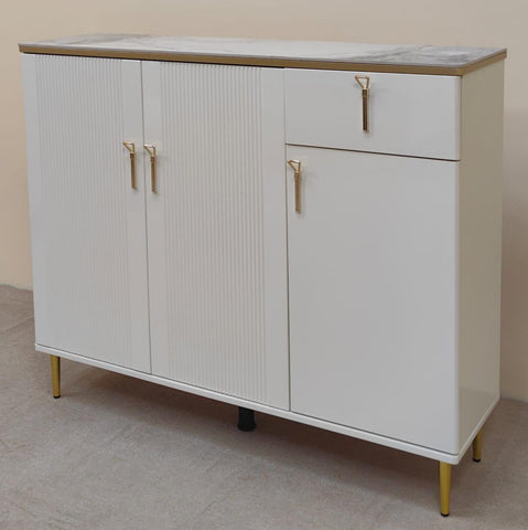 High Gloss Shoe Cabinet with Ceramic Top | IH S-81 | White