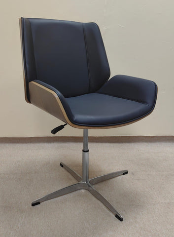 Medium Back Visitor Chair IH-MR04M – Black & Walnut PU Seat | Office Furniture Dubai Abu Dhabi
