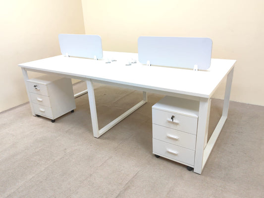Wooden Steel Four Person Workstation | IH 834 | INFINI HOMES UAE