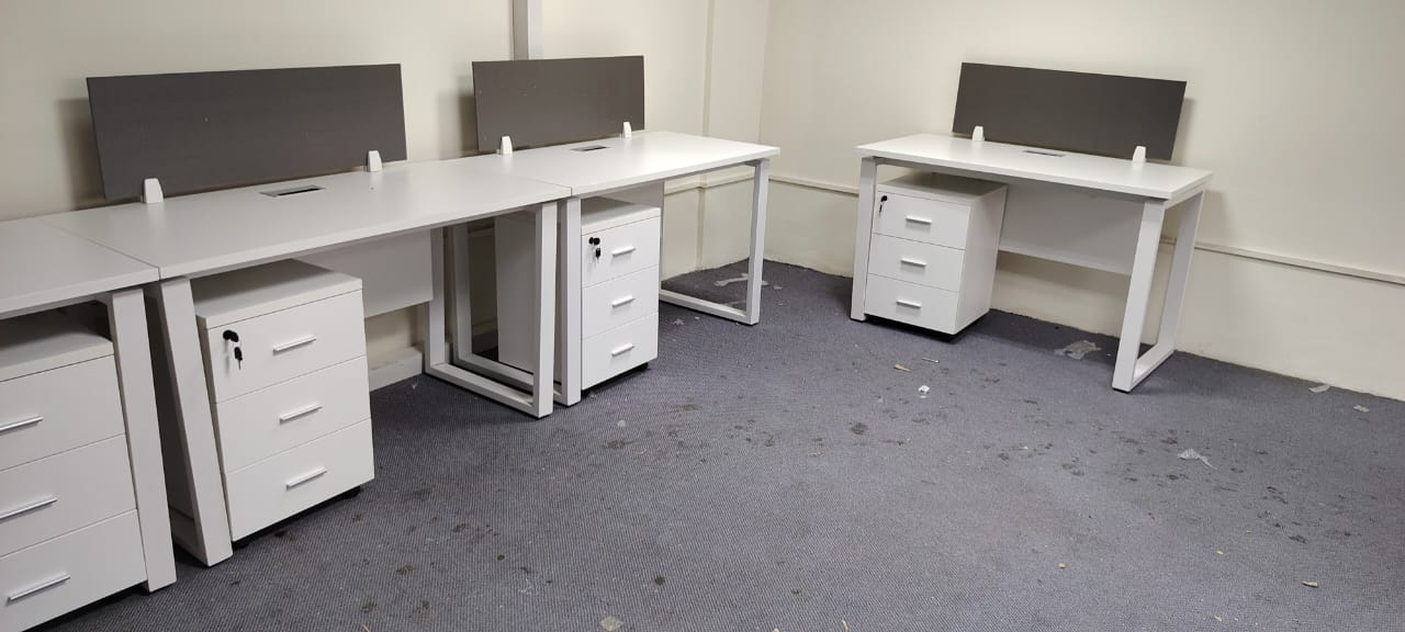 1 Person Office Workstation with Pedestal Drawer - White 120x60cm | Dubai UAE