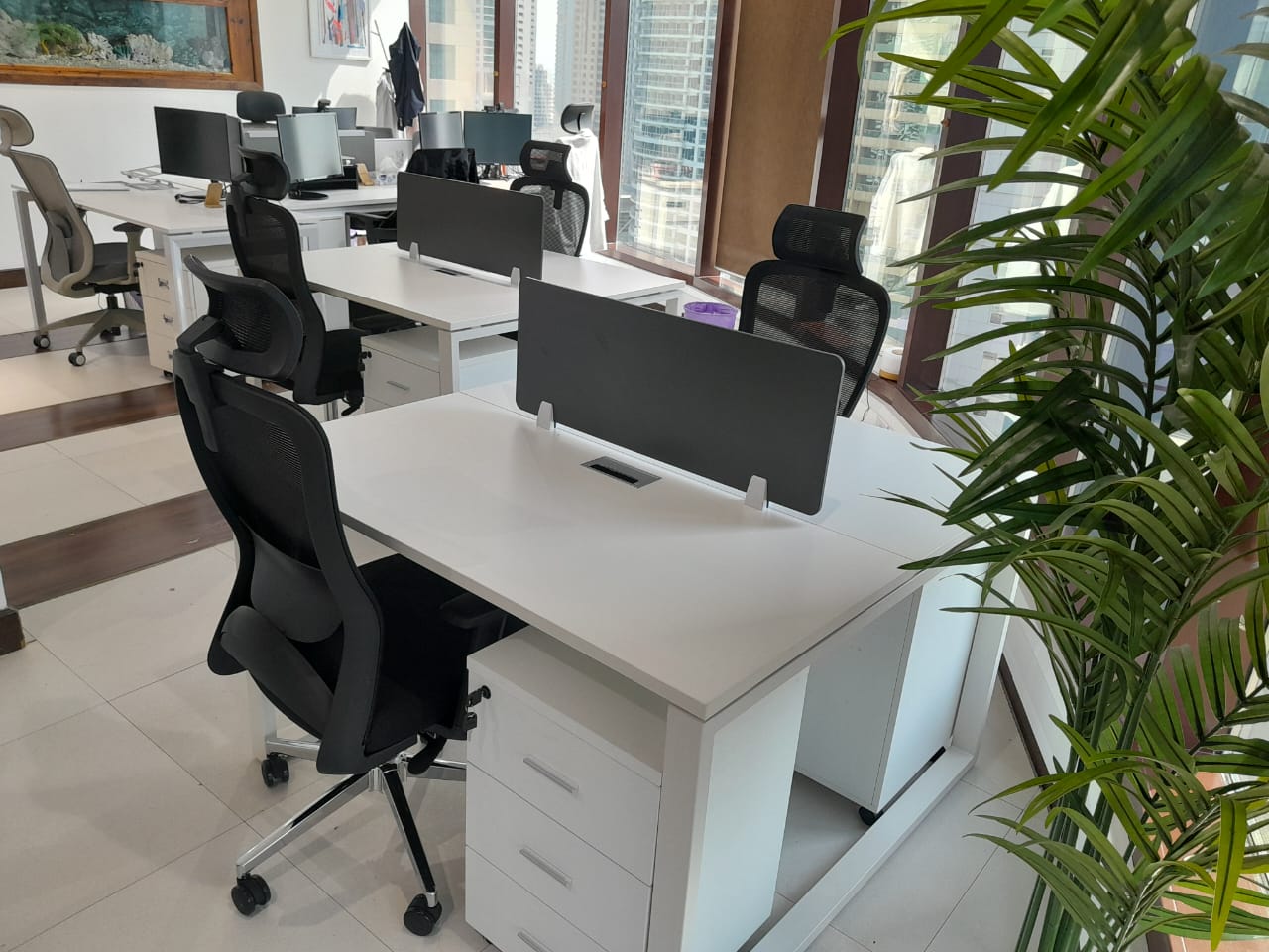 2 Person Office Workstation with Drawers Dubai UAE | White Desk 120x140cm