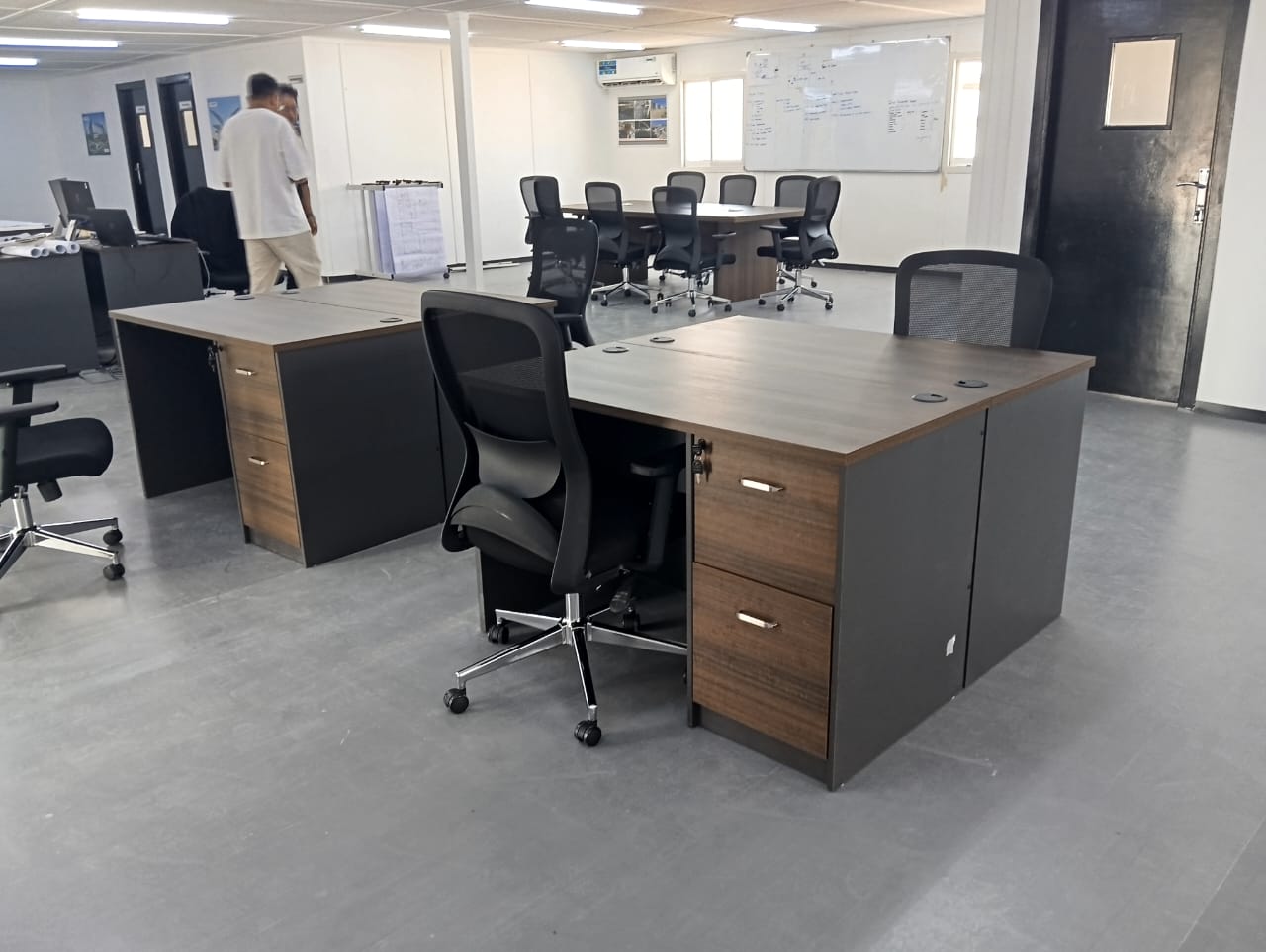 INFINI HOMES Office Table UAE - Model ECO-D028-160 Walnut Grey 160x80cm 2 Drawers Dubai Abu Dhabi Sharjah