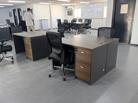 INFINI HOMES Office Table UAE - Model ECO-D028-160 Walnut Grey 160x80cm 2 Drawers Dubai Abu Dhabi Sharjah