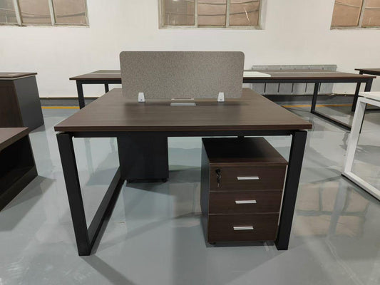 INFINI HOMES 1 Person Workstation UAE - Model KN-205-WS-1P-BG Walnut Grey 120x60cm Dubai Abu Dhabi Sharjah