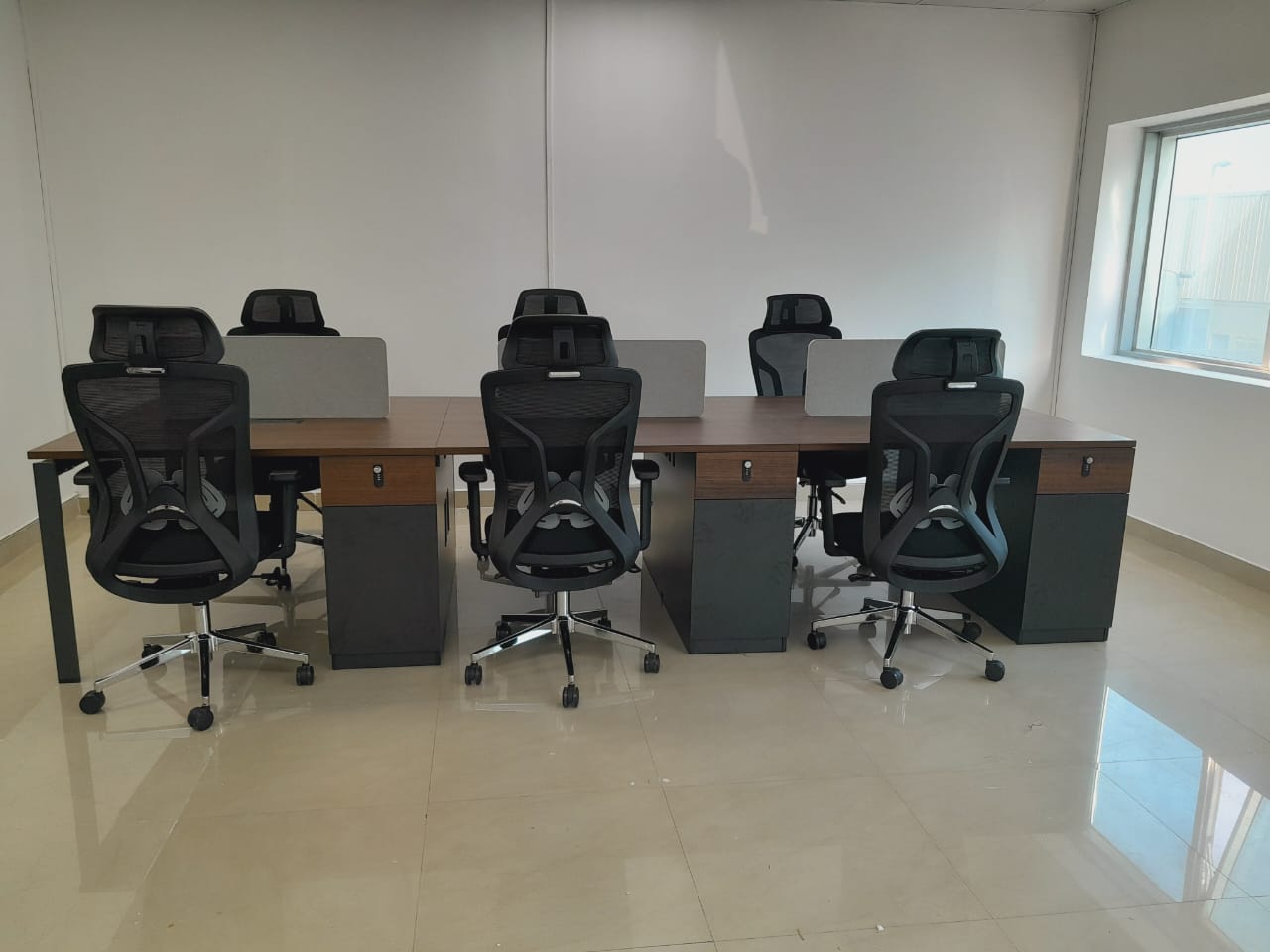 INFINI HOMES 2 Person Workstation UAE - Model NL-T1-DL1212 Brown Grey 120x120cm Dubai Abu Dhabi Sharjah