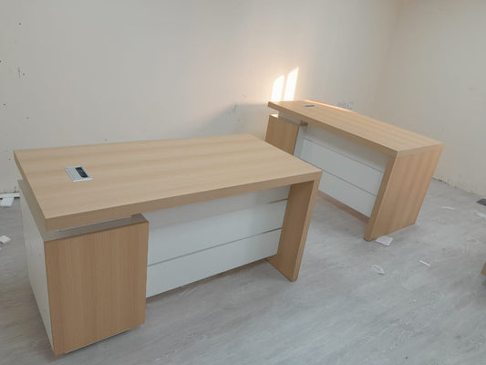 INFINI HOMES Executive Table UAE - Model KN140-EX-BX Light Oak White 140x70cm Dubai Abu Dhabi Sharjah
