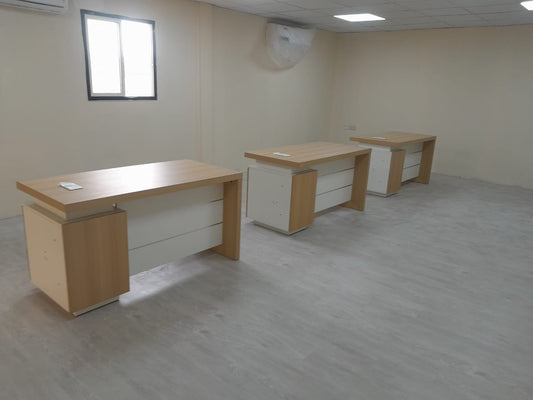 INFINI HOMES Executive Table UAE - Model KN140-EX-BX Light Oak White 140x70cm Dubai Abu Dhabi Sharjah