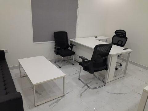 INFINI HOMES Coffee Table UAE - Model CT-MT-120-WT White 120x60cm Metal Legs Dubai Abu Dhabi Sharjah