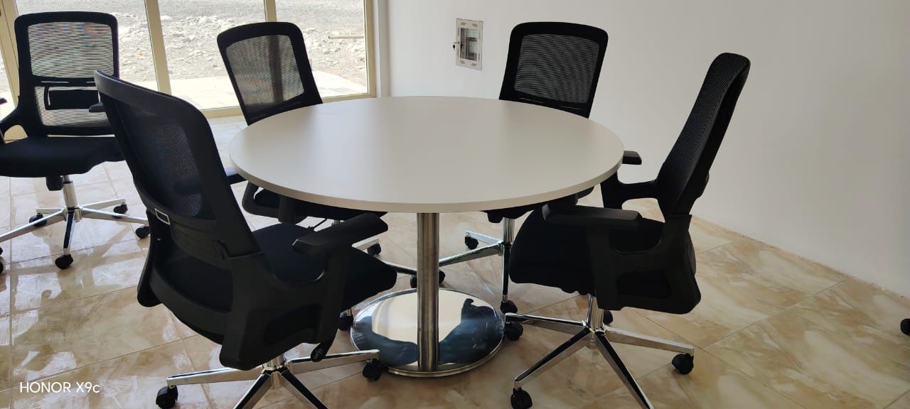 INFINI HOMES Round Table UAE - Model RT-MT-120-WT White 120x75cm Chrome Legs Dubai Abu Dhabi Sharjah