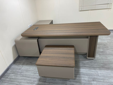 Executive Office Desk with Storage - Velora 240 | Modern L-Shaped Workstation Dubai UAE