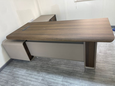 Executive Office Desk with Storage - Velora 240 | Modern L-Shaped Workstation Dubai UAE
