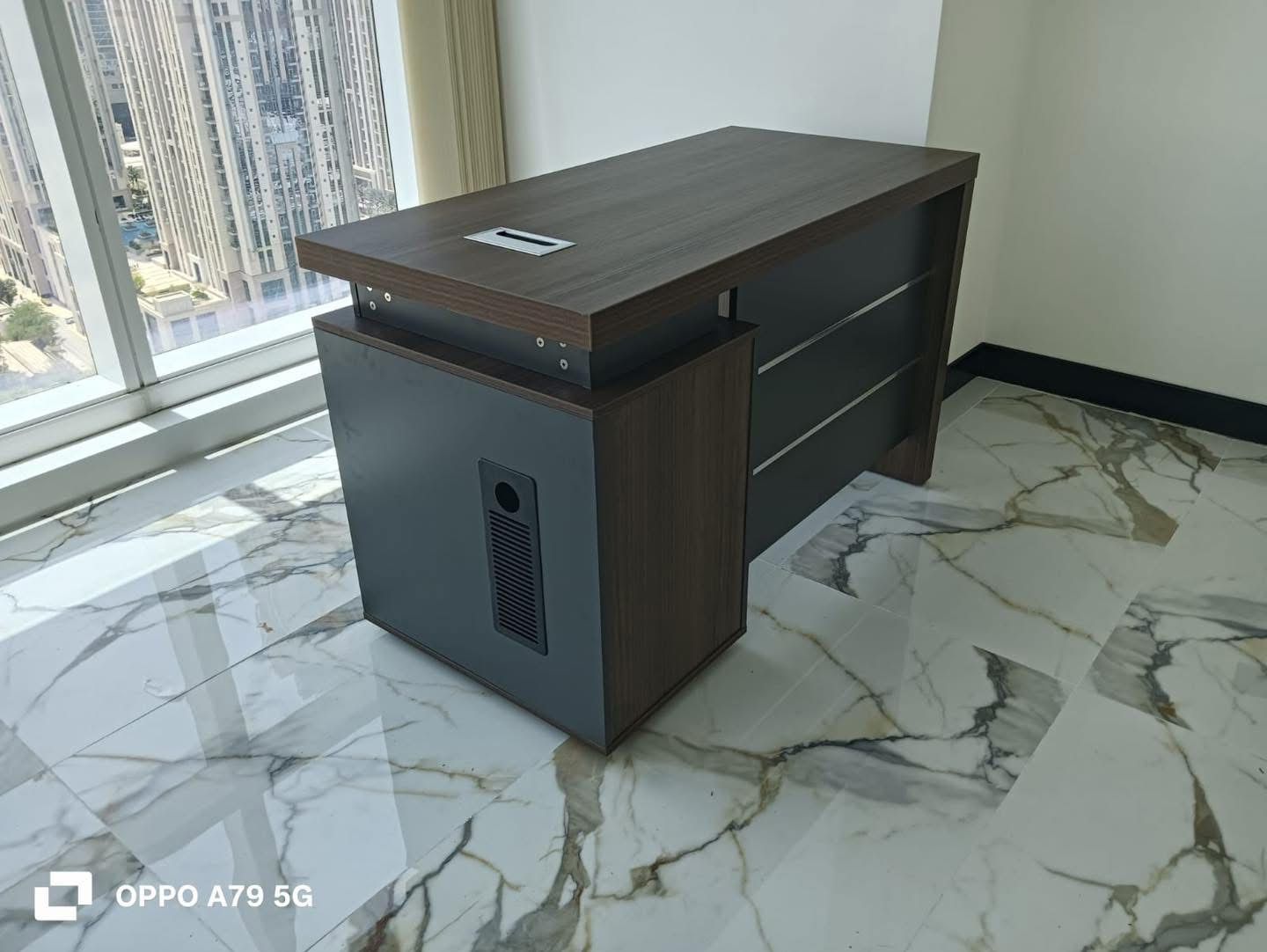 INFINI HOMES Executive Table UAE - Model KENO140 Walnut Grey 140x70cm 3 Drawers Dubai Abu Dhabi Sharjah