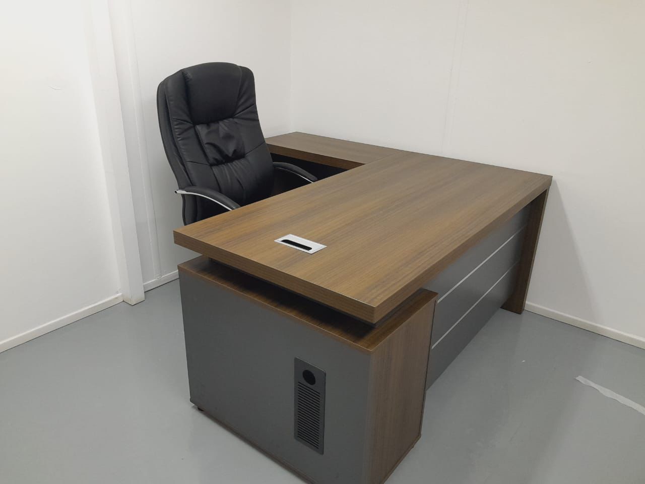 INFINI HOMES Executive Table UAE - Model KENO-140L Walnut Grey 140x70cm +80x40cm Extension Dubai Abu Dhabi Sharjah
