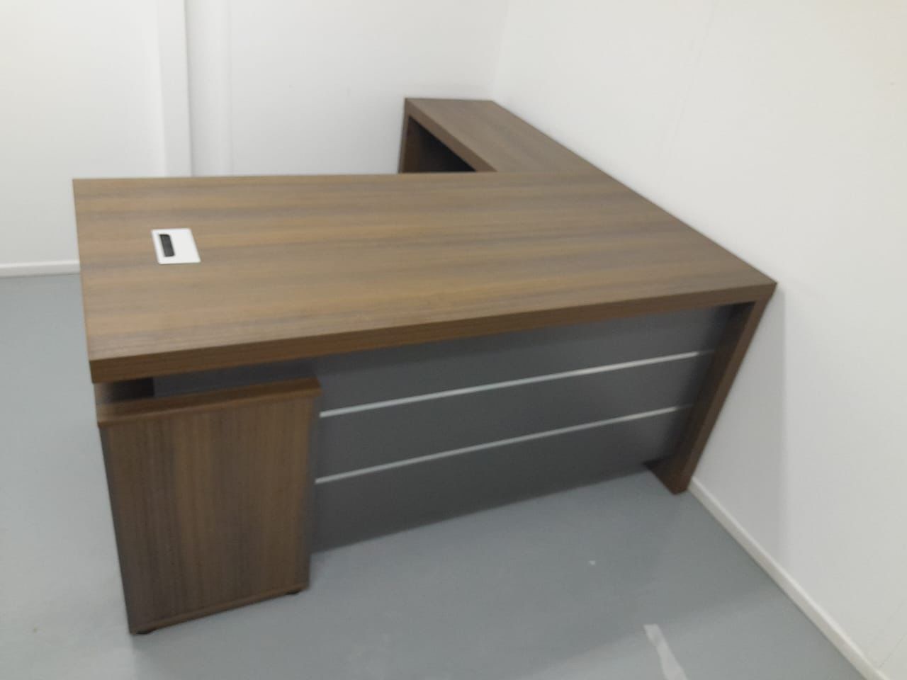 INFINI HOMES Executive Table UAE - Model KENO-140L Walnut Grey 140x70cm +80x40cm Extension Dubai Abu Dhabi Sharjah