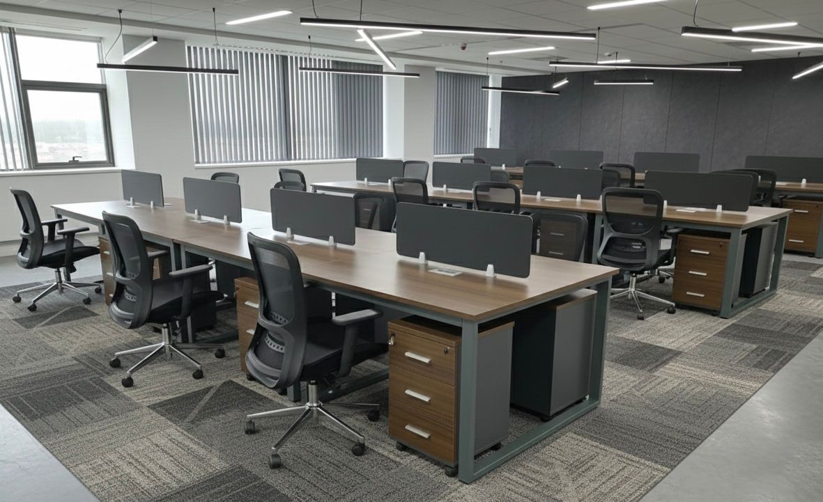 Office Table with Metal Legs 200cm - Executive Desk with Pedestal Drawer UAE