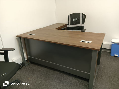 Office Desk with Side Table 140x70cm - Modern Executive Workstation Dubai UAE | INFINI HOMES