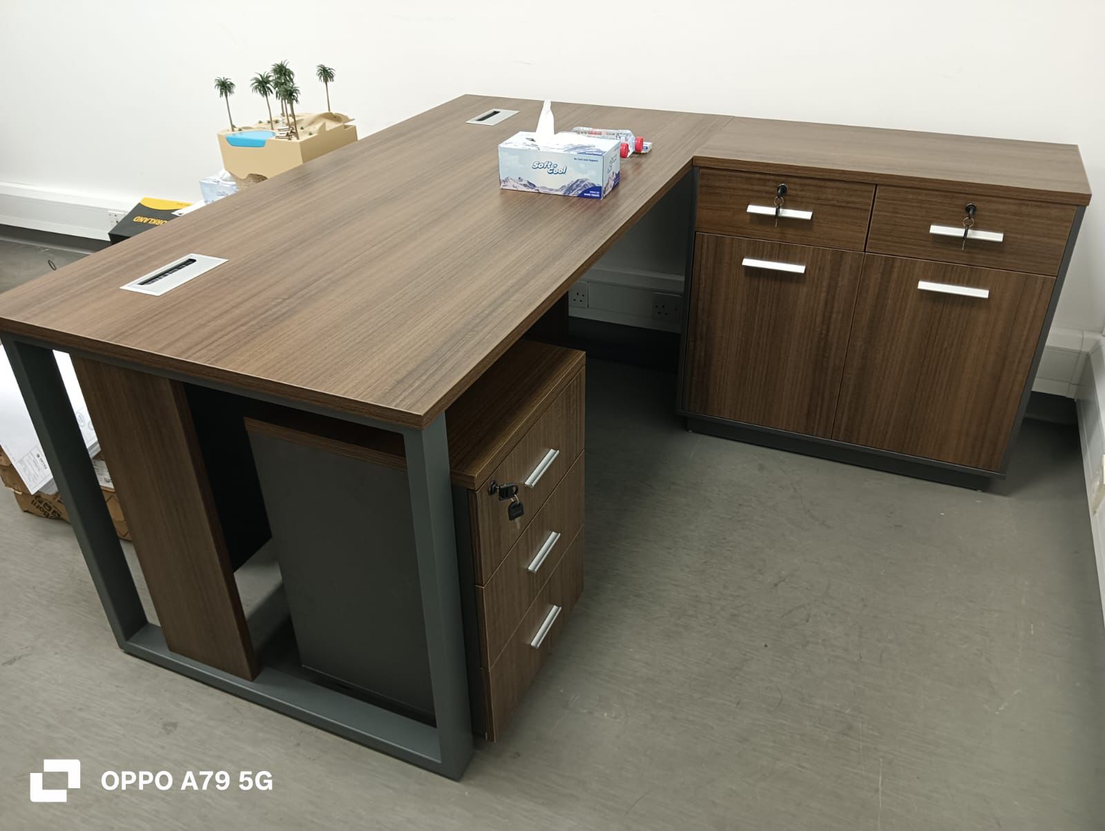 Office Desk with Side Table 140x70cm - Modern Executive Workstation Dubai UAE | INFINI HOMES