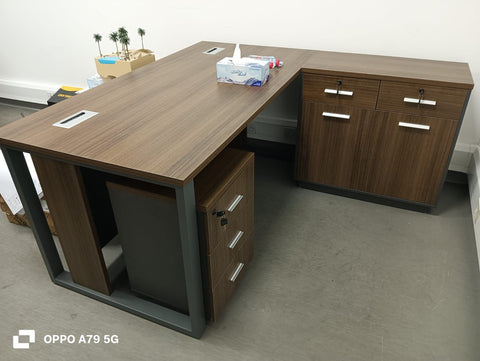 Office Desk with Side Table 140x70cm - Modern Executive Workstation Dubai UAE | INFINI HOMES
