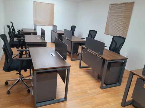 2 Person Office Workstation Desk Dubai UAE - Walnut Grey 240x60cm with Drawers