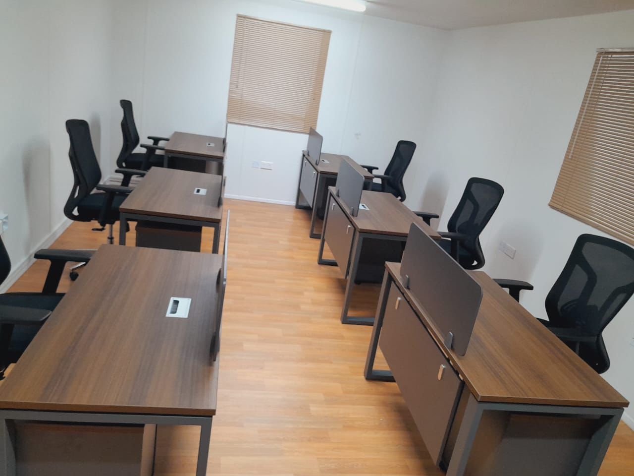 2 Person Office Workstation Desk Dubai UAE - Walnut Grey 240x60cm with Drawers