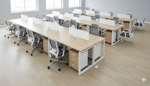 1 Person Office Workstation Desk with Drawers - Oak & White 120x60cm | Dubai UAE