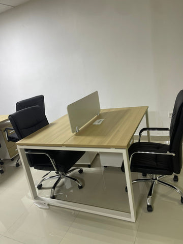 2 Person Office Workstation Desk Dubai UAE | Face to Face Desk 120x120cm Oak White