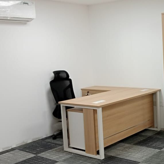 Office Desk with Side Table 180cm - Modern Executive Desk UAE | Oak Finish