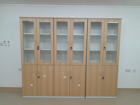 INFINI HOMES Glass Door Cabinet UAE - Model BX-D305 Oak White 200x80x40cm Dubai Abu Dhabi Sharjah