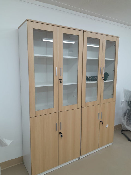 INFINI HOMES Glass Door Cabinet UAE - Model BX-D305 Oak White 200x80x40cm Dubai Abu Dhabi Sharjah
