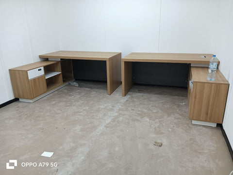 L-Shaped Office Desk 200x160cm - Executive Corner Table with Drawer & Storage | Oak White | UAE