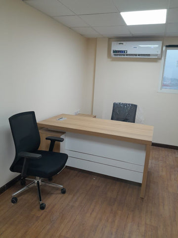 Apex Oak L-Shaped Office Desk with Storage Drawers - Modern Executive Table UAE Delivery