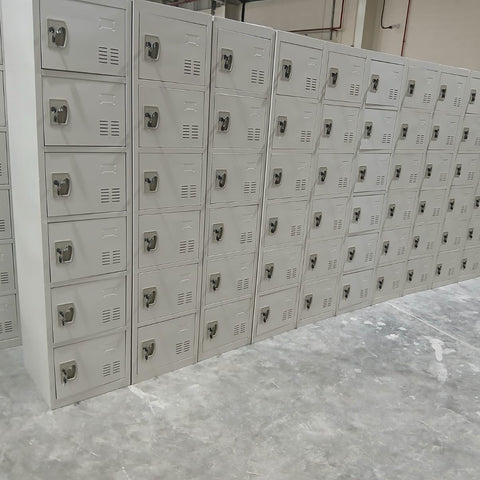 INFINI HOMES 6 Tier Metal Steel Storage Locker Cabinet with Plastic Handle (Grey, 45L X 40W X 183H, 6 Door)