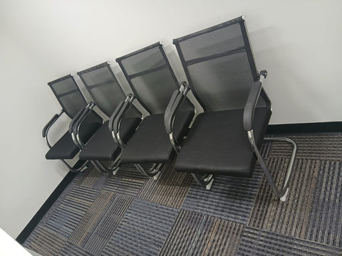 Mesh Back Visitor Chair UAE | Office Guest Chair with Chrome Base | Dubai Stock | IH C28