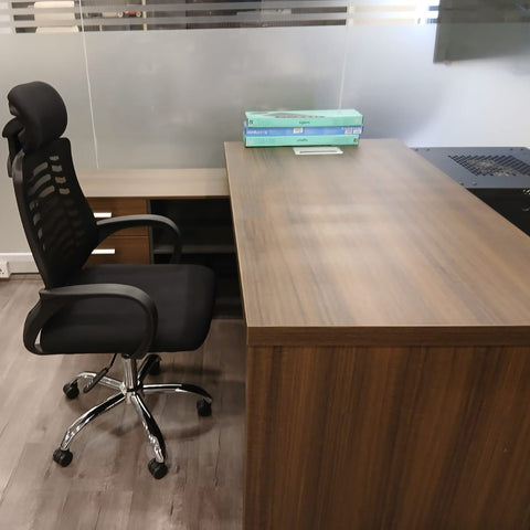 Medium Back Office Chair with Headrest UAE | Ergonomic Chrome Base | Dubai Abu Dhabi | IH 5003