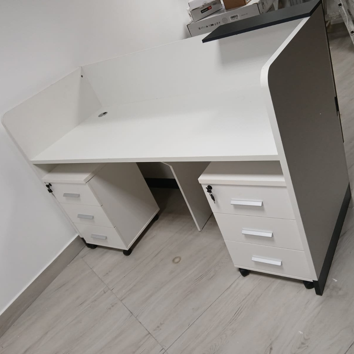 Reception Desk with Drawers UAE | Office Reception Table 160cm | INFINI HOMES