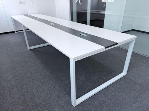 INFINI HOMES Meeting Table UAE - Model AF-MT-30 White Grey 120x300cm Metal Leg Dubai Abu Dhabi Sharjah
