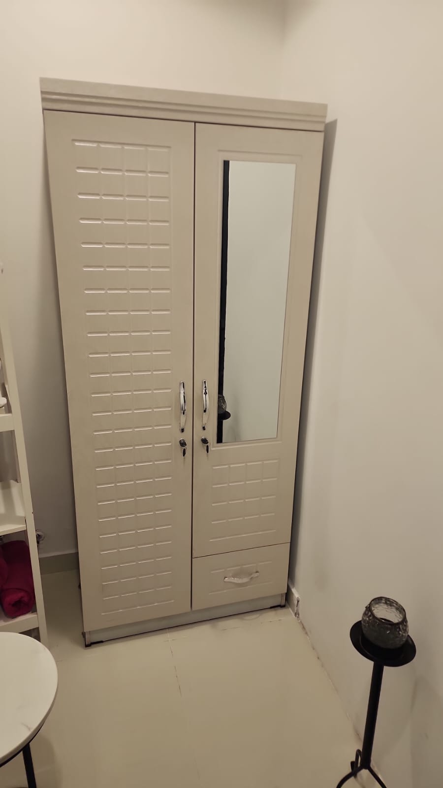 White Wardrobe 80cm UAE | Wooden Closet Storage Cabinet Dubai | IH 8821