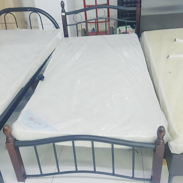 Premium Wooden Steel Bed Frame Single Size 190x90x75cm | UAE Delivery to Dubai, Abu Dhabi, Sharjah | Modern Bedroom Furniture