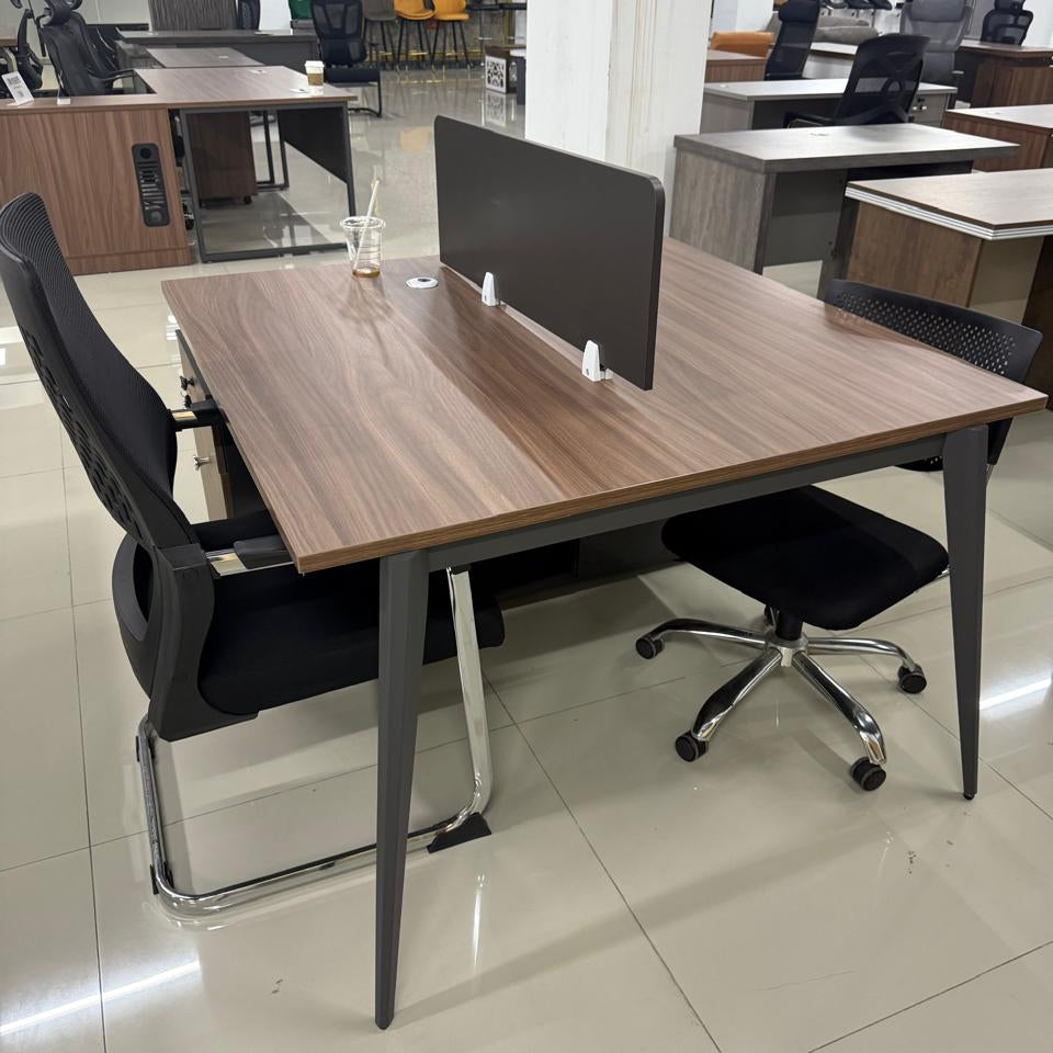 2-Person Workplace Desk Setup with Chairs | Modern Office Workstation