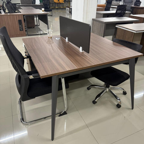 2-Person Workplace Desk Setup with Chairs | Modern Office Workstation
