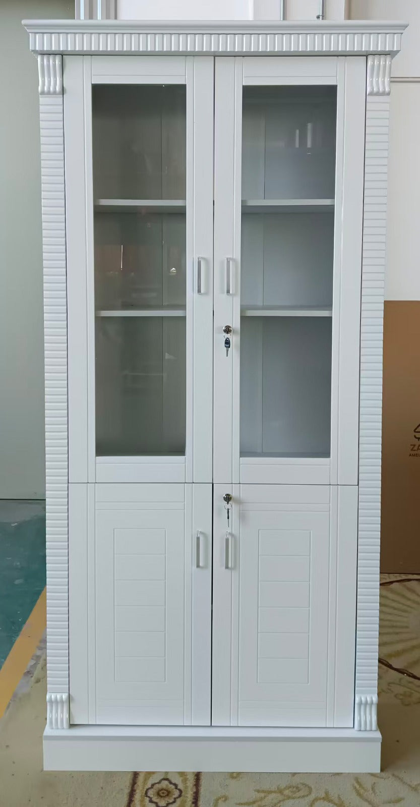 Luxury White Office Storage Cabinet with Display 80x200x4 IH 312 | UAE Delivery