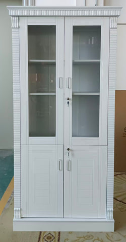 Luxury White Office Storage Cabinet with Display 80x200x4 IH 312 | UAE Delivery