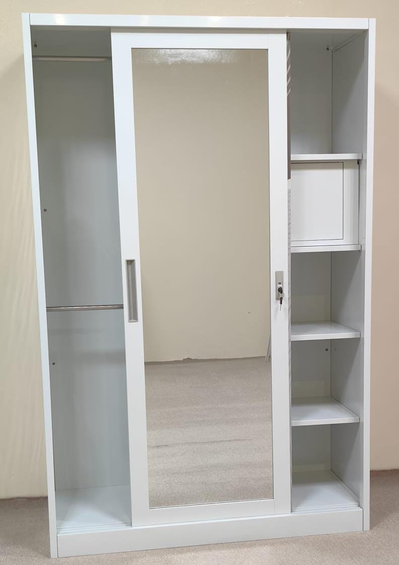 Metal Wardrobe with 2 Sliding Doors & Inner Locker | IH AD-S3-1 (180×120×50 cm)