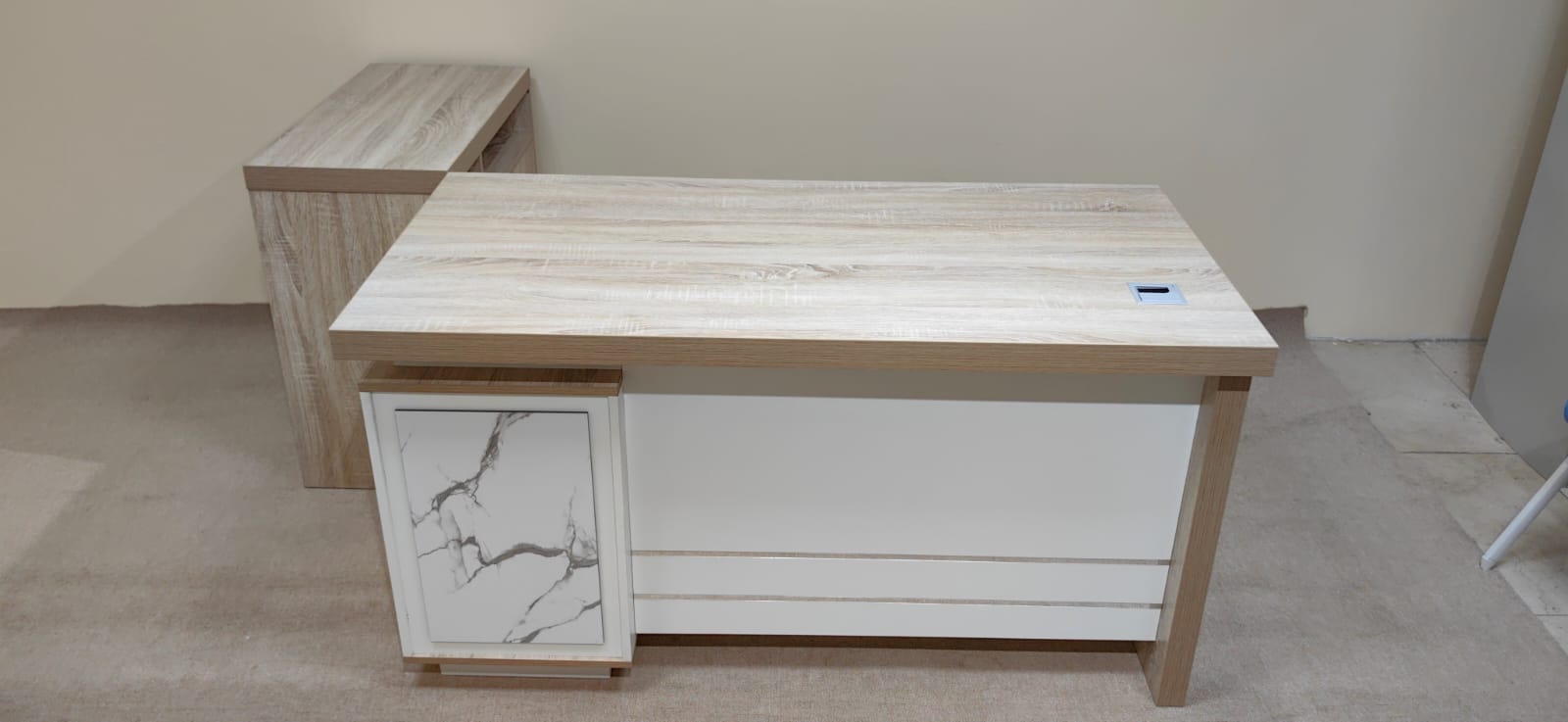 L-Shape Office Desk Beech & White | 140×70×75 cm | IH-2014-L