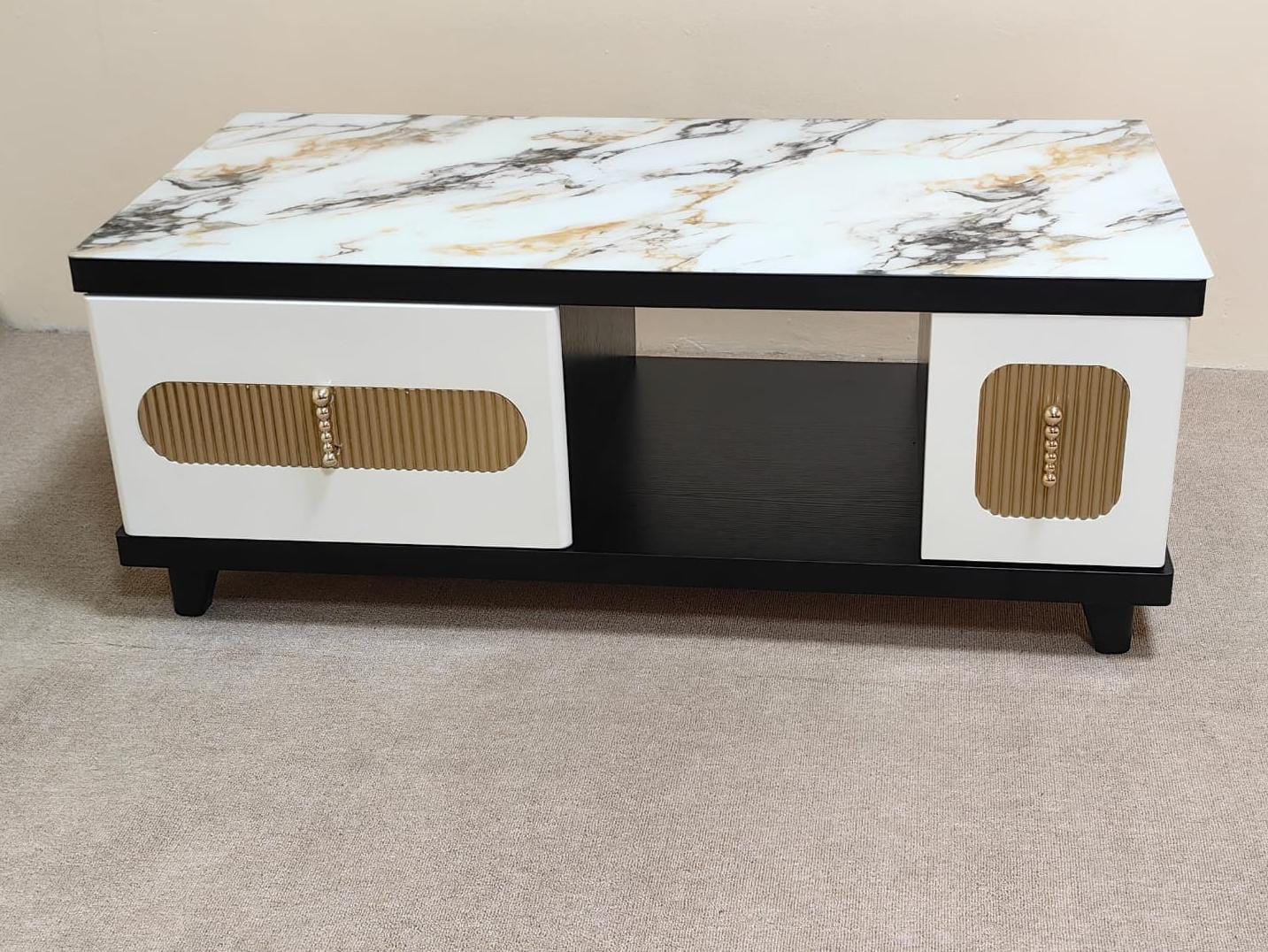 High Glossy Center Table with Glass Top IH CT-180B | UAE Delivery