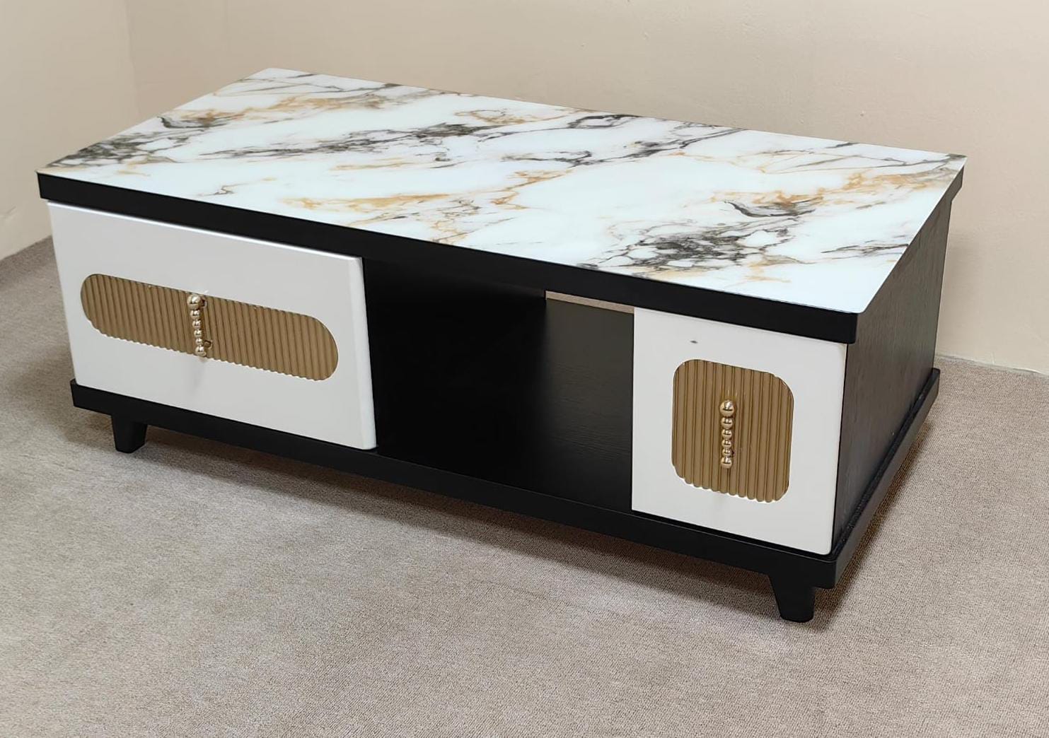High Glossy Center Table with Glass Top IH CT-180B | UAE Delivery