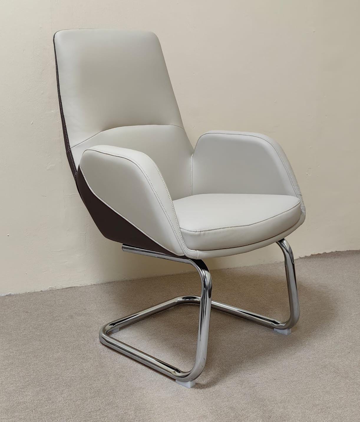 PU High Back Visitor Chair IH-965V – Beige & Coffee | UAE Delivery