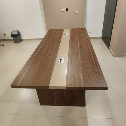 Meeting Table 2.4m Oak+Khaki | Premium Office Furniture UAE