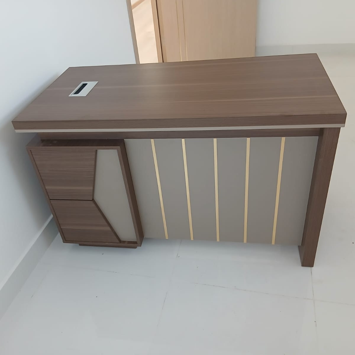 Office Desk 1.2m Oak & Khaki | Premium Workstation 120x60x75cm | UAE Delivery